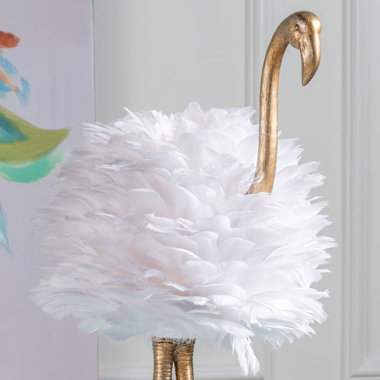 Lampe de table Flamingo - Blanc et or - 30,5 H - 30H x 19L x 14P