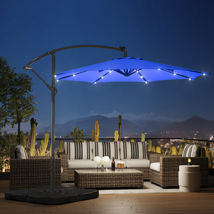 Parasol de terrasse éclairé à énergie solaire de 3 m avec pied
