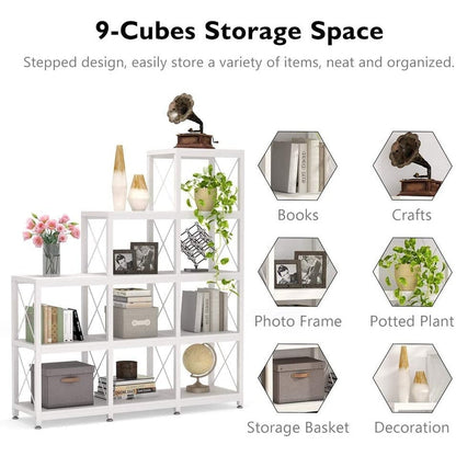 Bibliothèque échelle à 12 étagères, bibliothèque d'angle industrielle