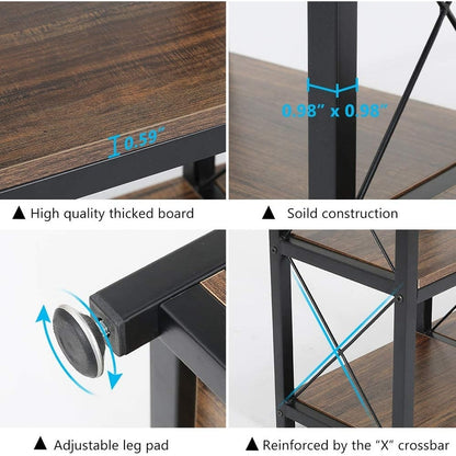Bibliothèque échelle à 12 étagères, bibliothèque d'angle industrielle