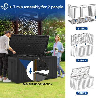 Coffre de pont verrouillable en résine résistant à l'eau de 120 à 260 gallons