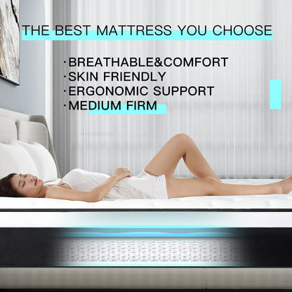 12 matelas hybrides en mousse à mémoire de forme moyenne dans une boîte