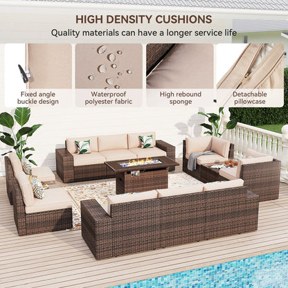 Ensemble de meubles de patio 13 pièces avec table de foyer 44