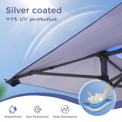 Gazebo de jardin renforcé escamotable avec rideau d'angle élégant - 13 x 13 pi