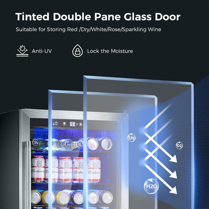 Réfrigérateur à boissons de 145 canettes, mini-réfrigérateur de 4,4 pi³ avec porte vitrée pour sodas, bières et vins – Façade transparente pour la maison, le bureau ou le bar