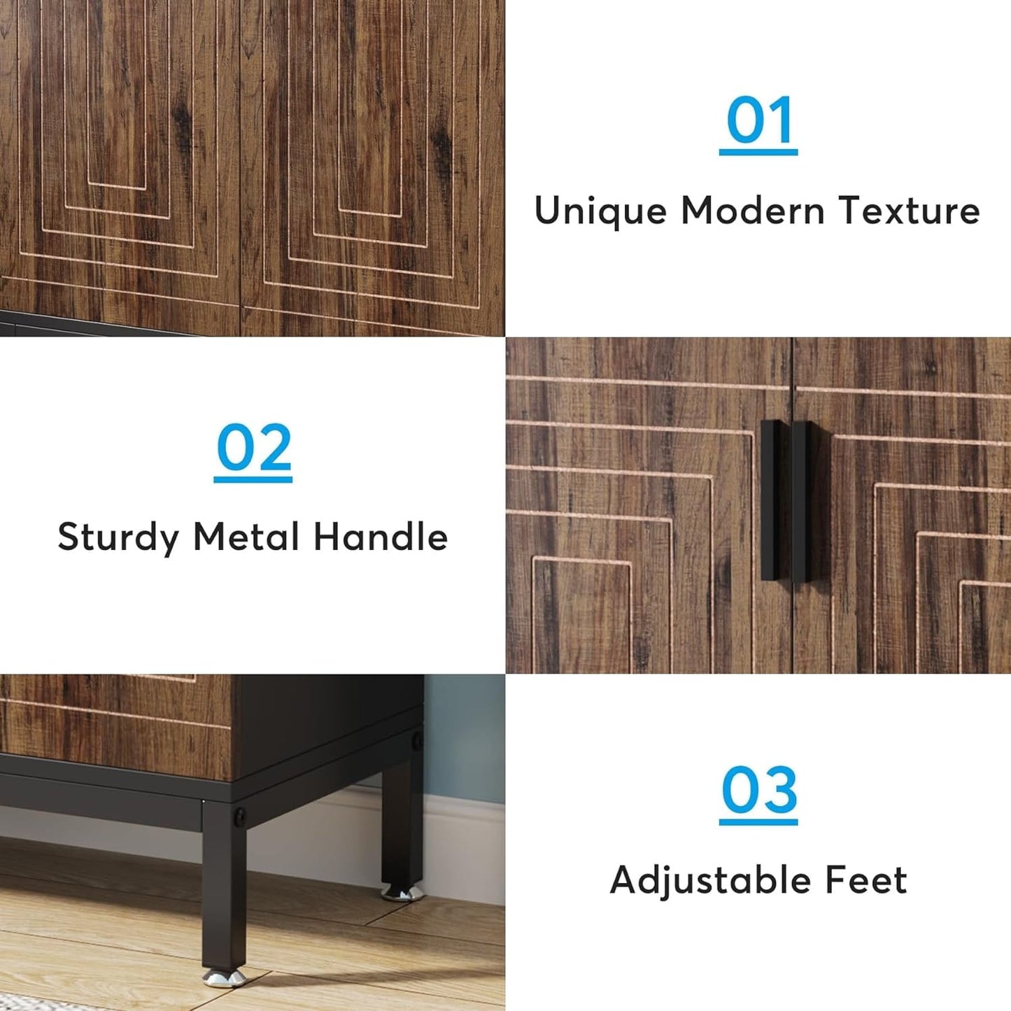 Meuble à chaussures moderne de 95 cm avec portes, blanc et doré, pour 20 paires de chaussures