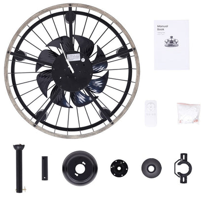 Ventilateur de plafond à profil bas de 20 po, style ferme moderne, finition bois, avec éclairage et télécommande