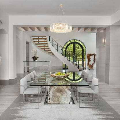 Lustre de ferme de 63 cm à 8 lumières, lustre en cristal, lustre tambour pour salle à manger, salon, chambre à coucher, cuisine