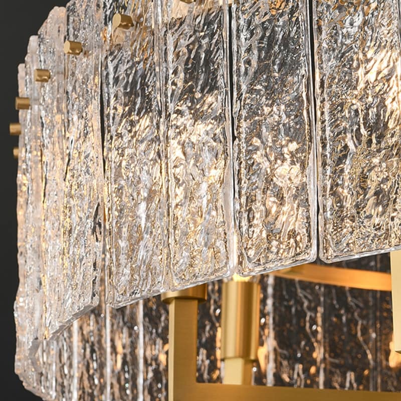 Lustre tambour moderne en cristal doré de 66 cm, 6 lumières, à intensité variable, style glamour, pour îlot de cuisine avec verre dépoli, pour salle à manger