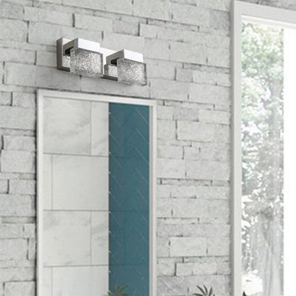 Applique murale à LED intégrée C Cattleya en acier inoxydable 3000 K avec abat-jour en verre artistique - Chrome