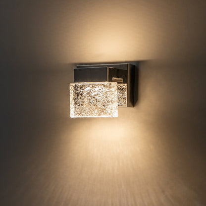 Applique murale à LED intégrée C Cattleya en acier inoxydable 3000 K avec abat-jour en verre artistique - Chrome