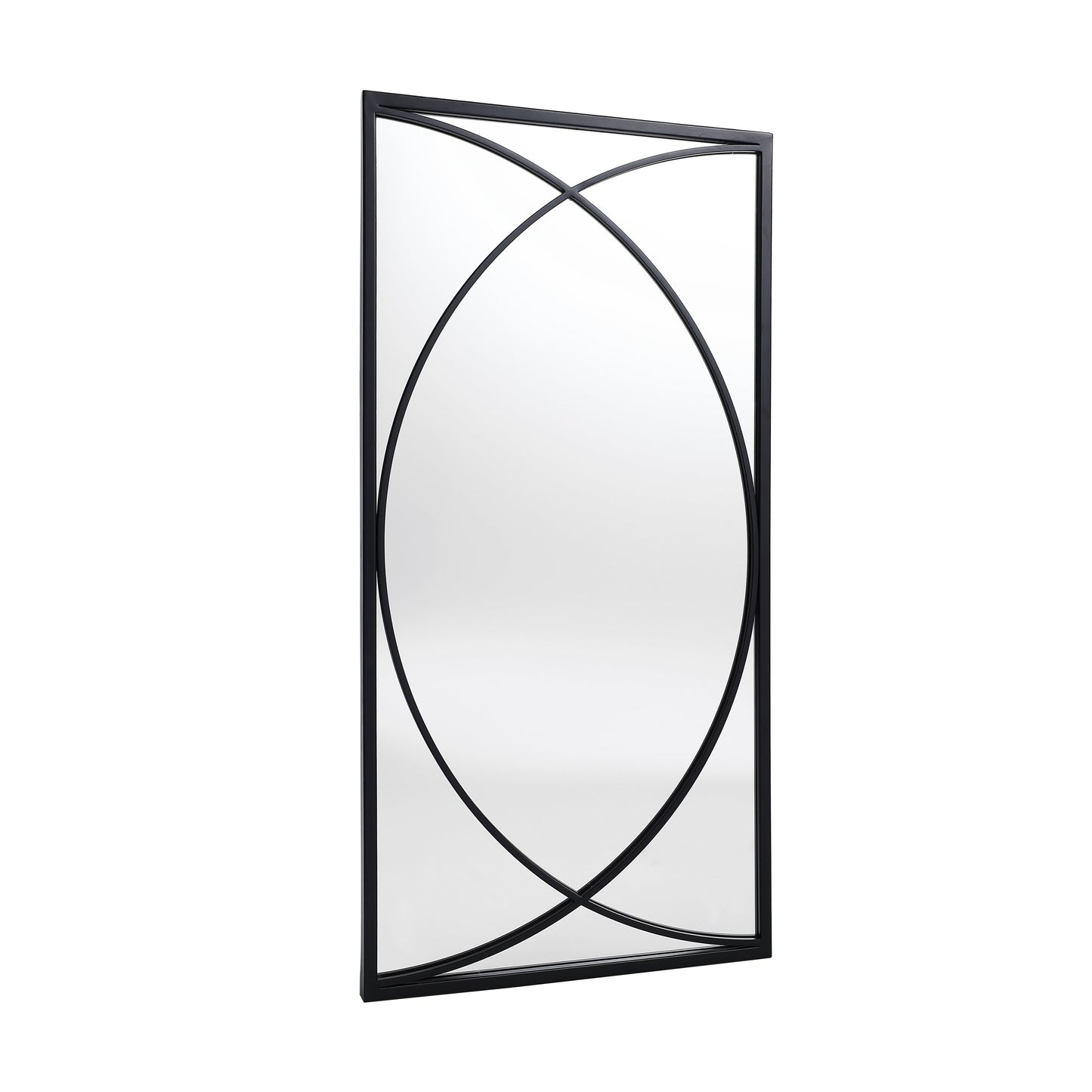 Ensemble de 3 miroirs muraux rectangulaires en métal noir - 31,9 H x 15,75 L x 0,75 P