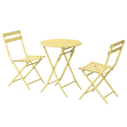 Ensemble bistro minimaliste de patio 3 pièces avec table ronde pliable et chaises - Ensemble bistro de patio 3 pièces