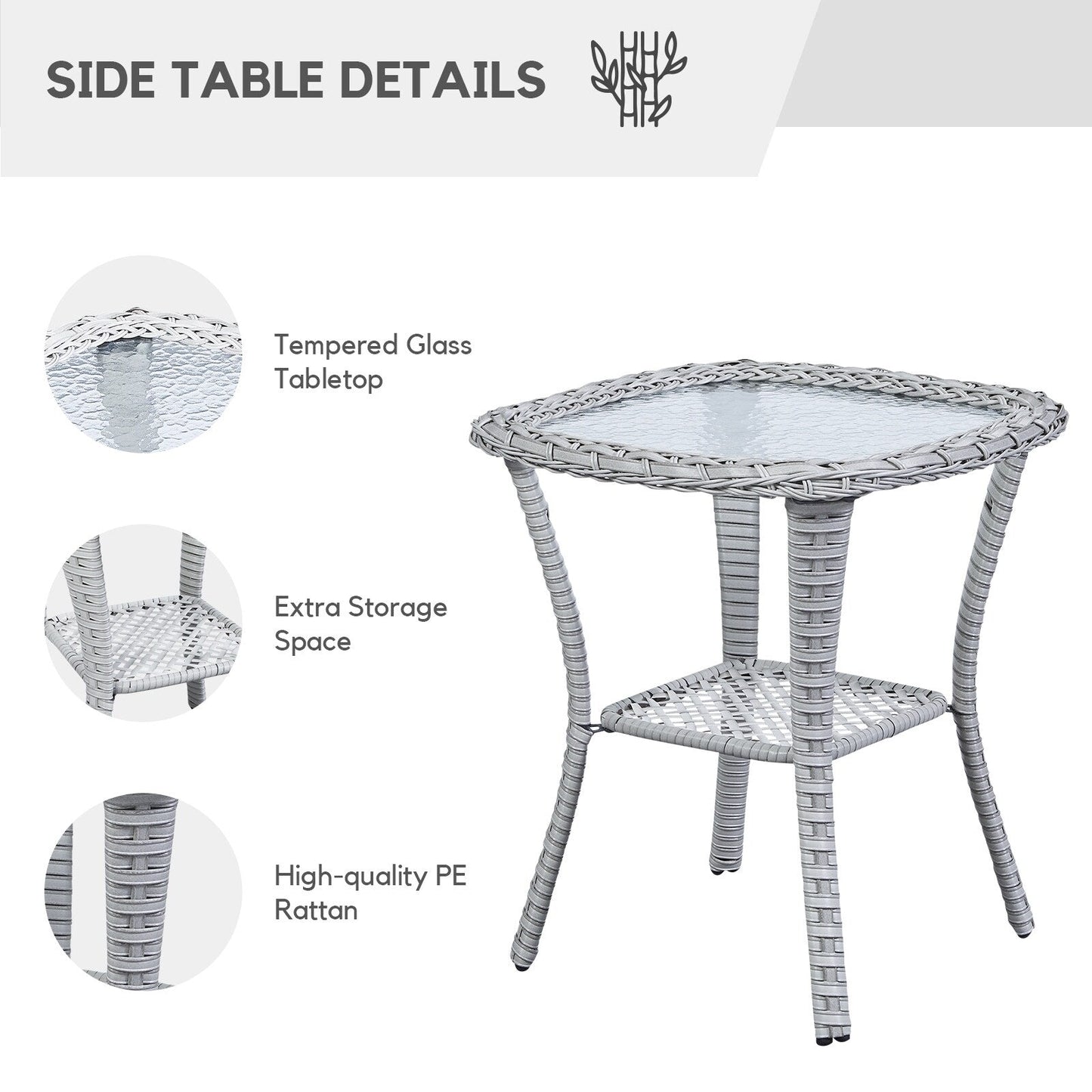 Fauteuil à bascule pivotant d'extérieur Gymojoy 3 pièces en osier avec coussin et table