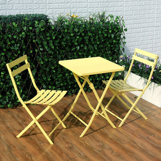 Ensemble bistro minimaliste de patio 3 pièces avec table carrée pliable et chaises - 3 pièces