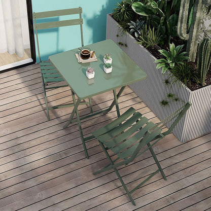 Ensemble bistro minimaliste de patio 3 pièces avec table carrée pliable et chaises - 3 pièces