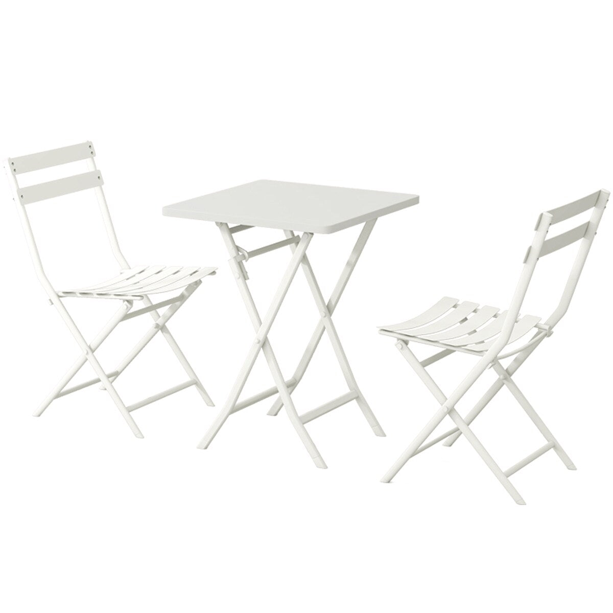 Ensemble bistro minimaliste de patio 3 pièces avec table carrée pliable et chaises - 3 pièces
