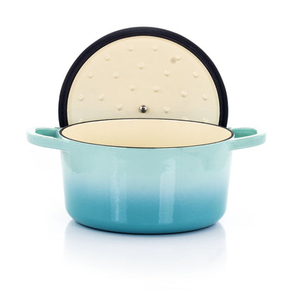 Cocotte en fonte émaillée de 3 litres, couleur bleu sarcelle arctique