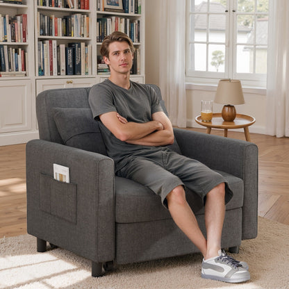 Canapé-lit gigogne 3 en 1, convertible, réglable, pliable et rembourré