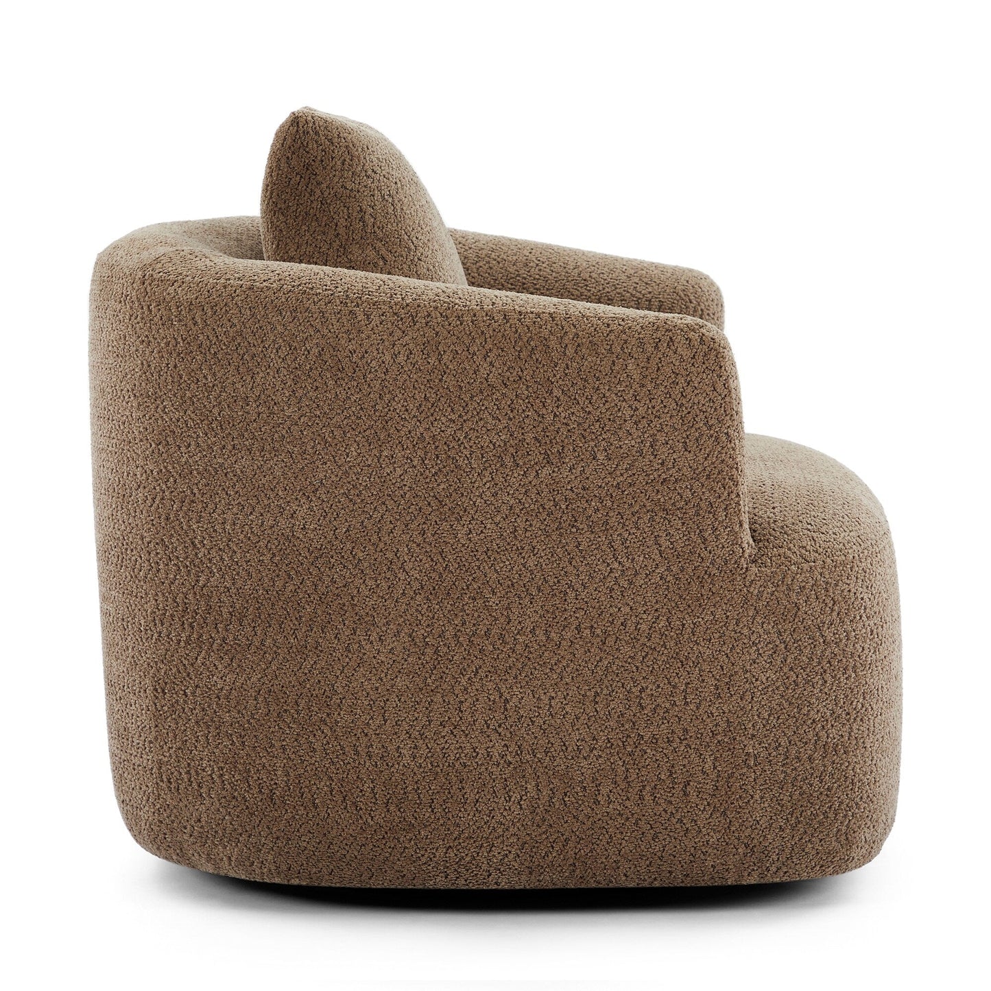 Fauteuil pivotant à 360°, fauteuil d'appoint en boucle de 38,2" avec coussin décoratif, fauteuil rembourré en forme de tonneau avec accoudoirs incurvés