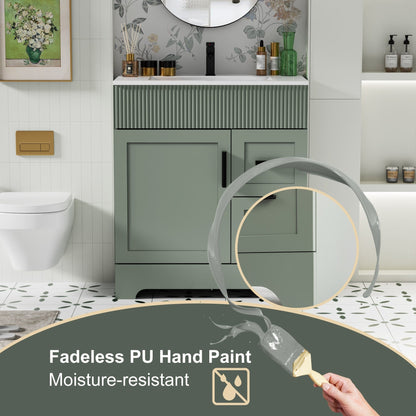 Ensemble de meuble-lavabo Wavy Line 30/36/48 avec lavabo et robinet
