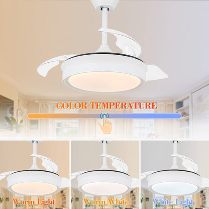 Ventilateur de plafond rétractable moderne Bella Depot 36 avec éclairage LED, pales réversibles à 6 vitesses et télécommande