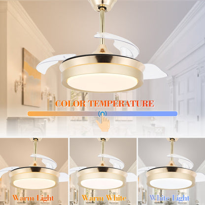 Ventilateur de plafond rétractable moderne Bella Depot 36 avec éclairage LED, pales réversibles à 6 vitesses et télécommande