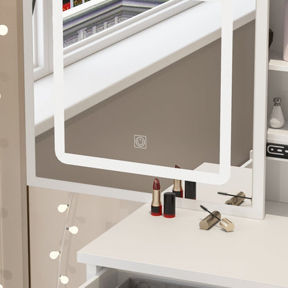 Ensemble de coiffeuse de maquillage de 39,4 po de large avec tabouret et miroir