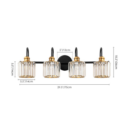 Applique murale moderne en cristal pour salle de bain, éclairage de vanité, chrome/noir/doré