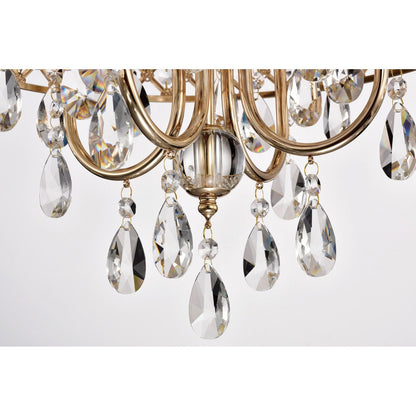 Lustre tambour à perles rondes avec cristaux suspendus