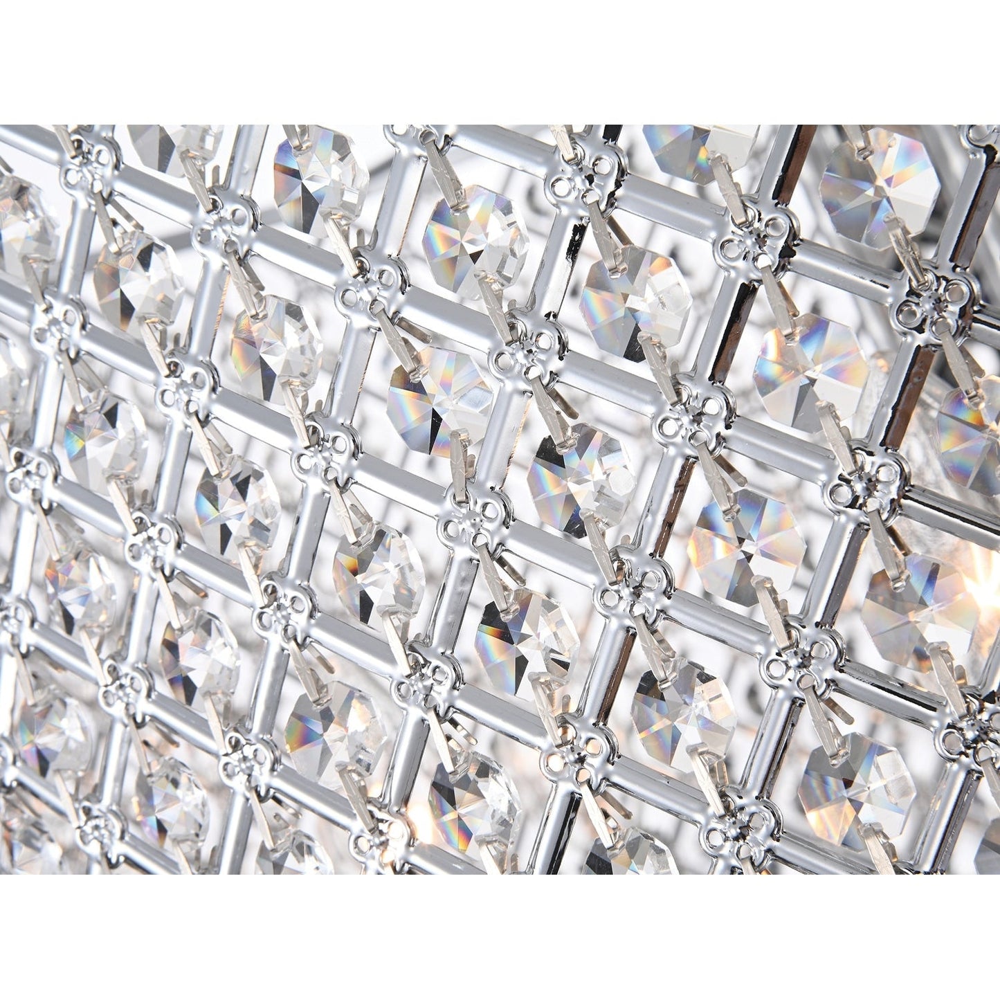 Lustre tambour à perles rondes avec cristaux suspendus