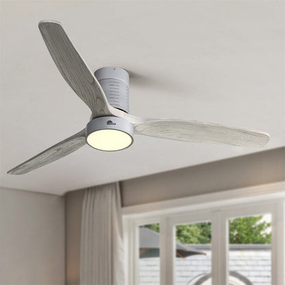Ventilateur de plafond encastré de style campagnard de 52 pouces avec éclairage et télécommande, moteur CC réversible