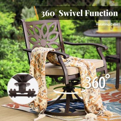 Ensemble de salle à manger/salle à manger de patio en aluminium moulé MAISON ARTS avec table à manger ronde et 6 chaises de patio en aluminium moulé