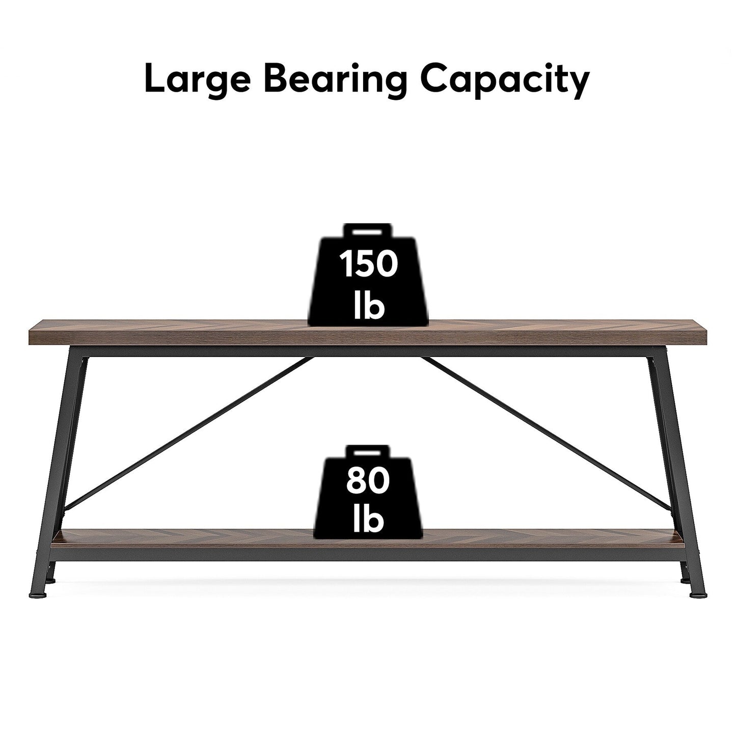 Table console d'entrée de style industriel extra-longue de 70,9 pouces