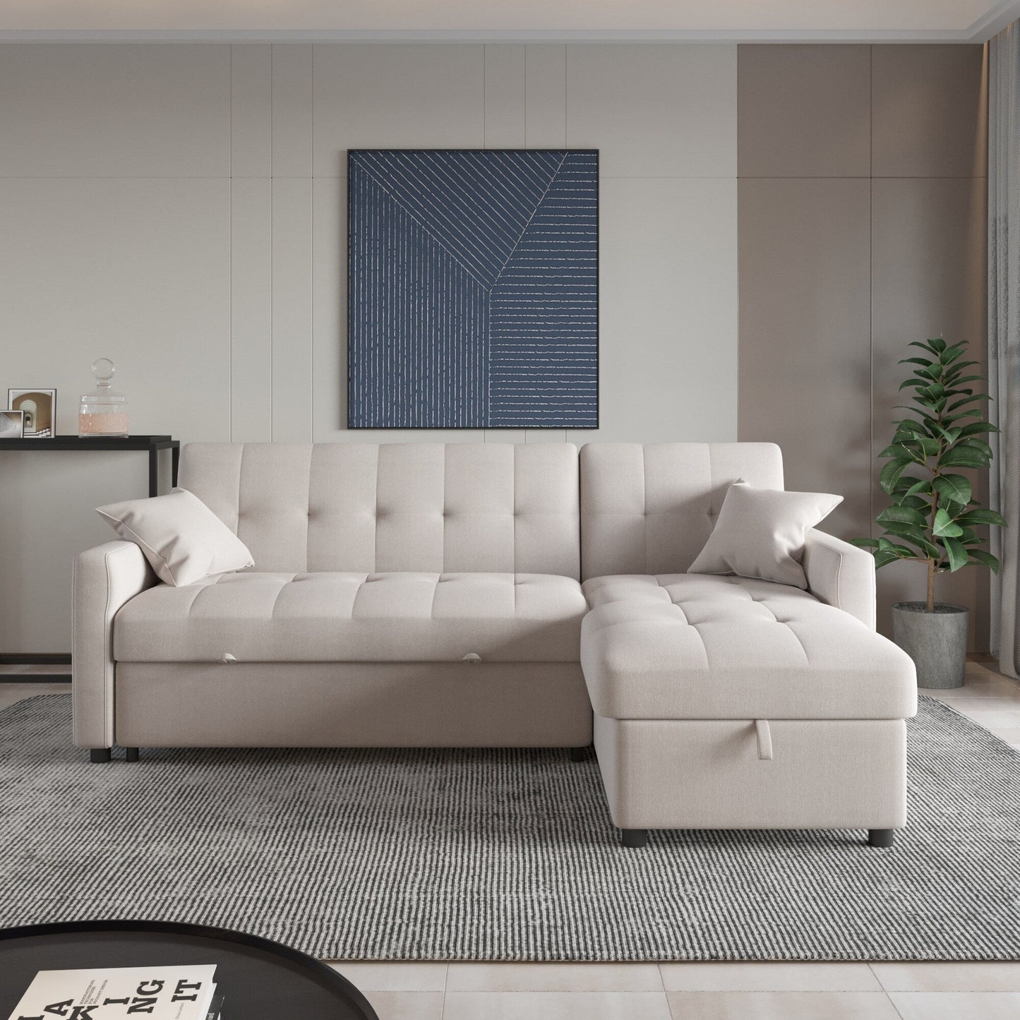 Canapé-lit et chaise longue réversibles de 82 po de large