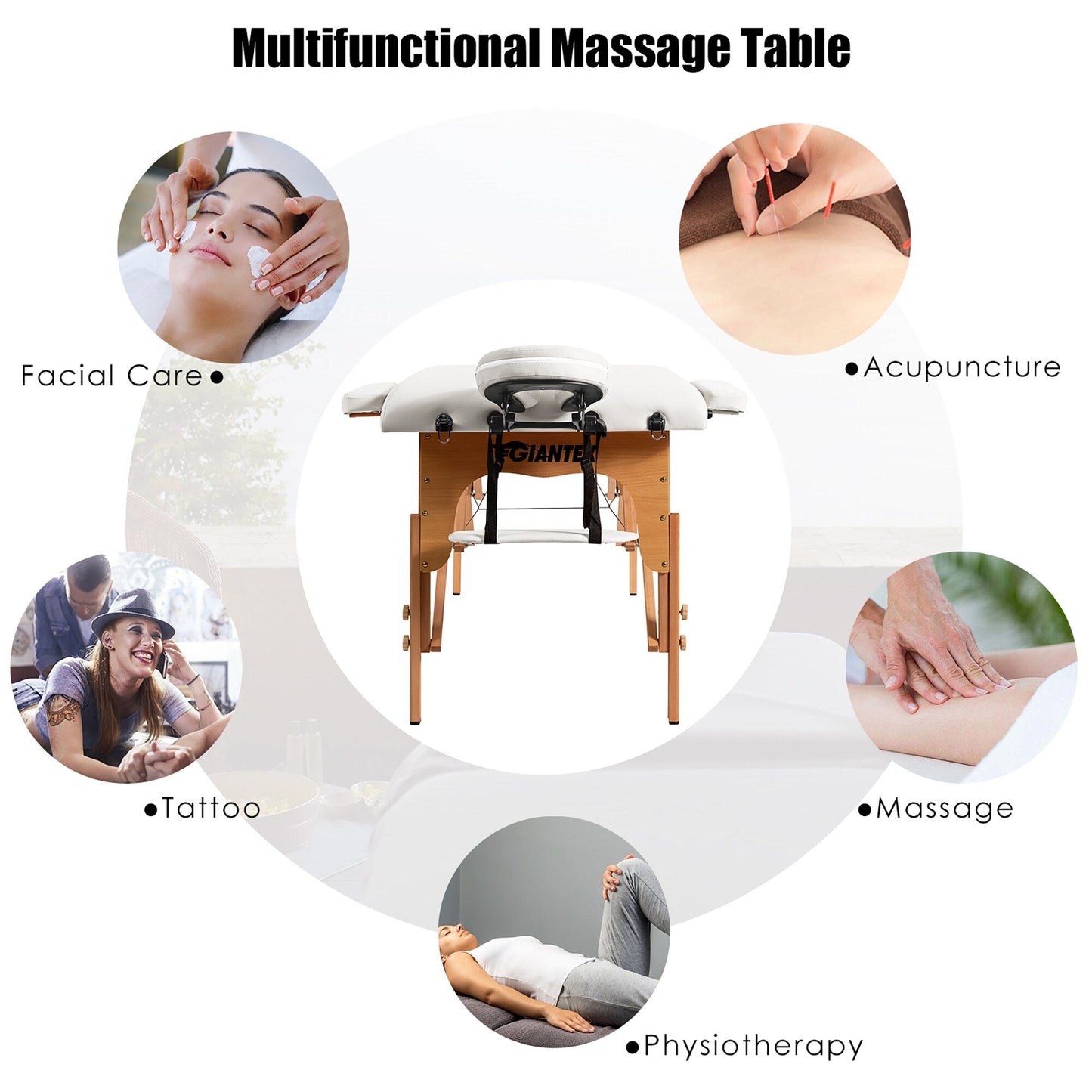 Table de massage portable 84''L réglable pour le visage, le spa et le tatouage avec transport