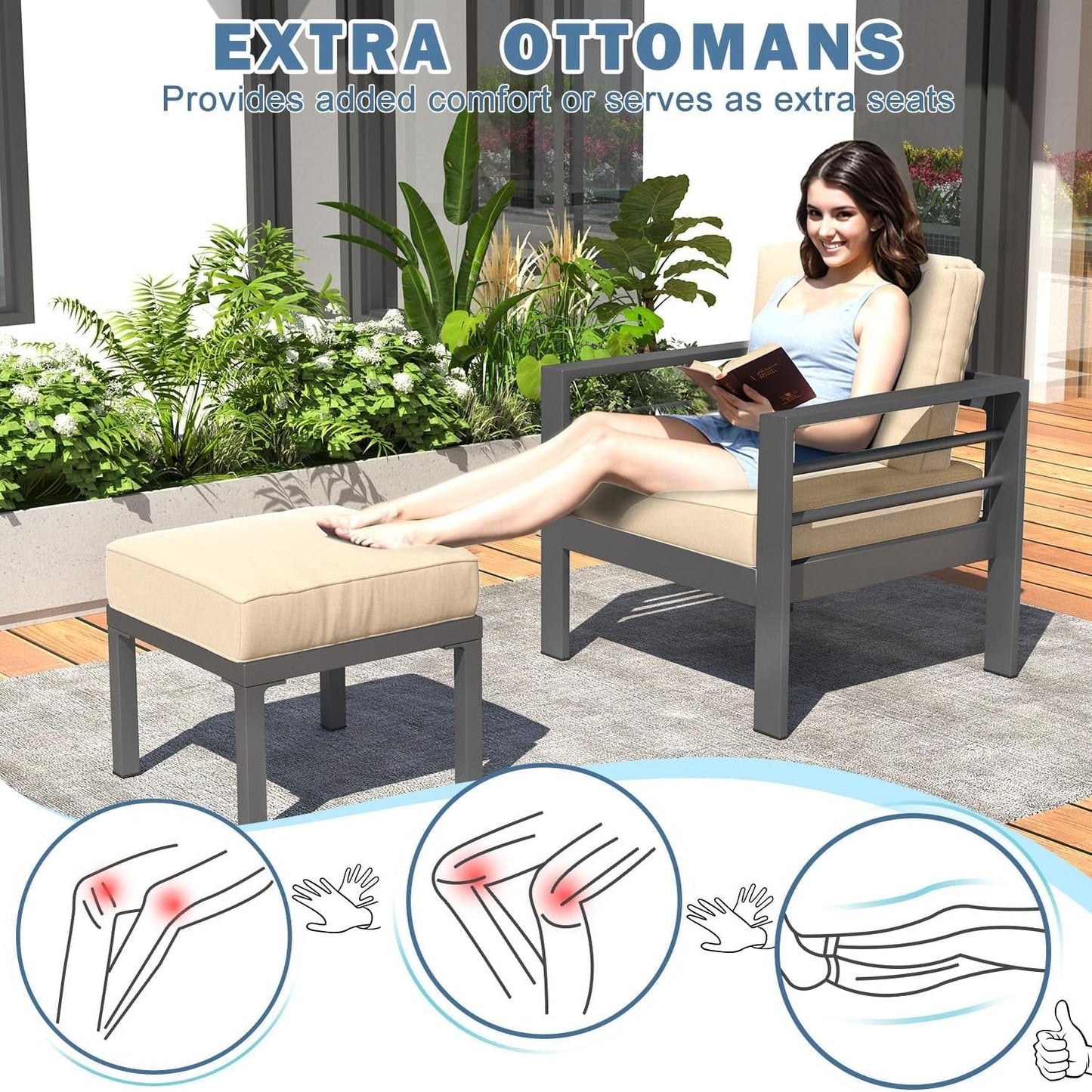 Ensemble de meubles de patio en aluminium AECOJOY 7 pièces Ensemble de conversation d'extérieur