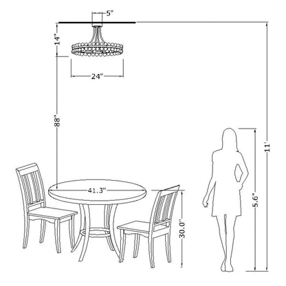 Plafonnier semi-encastré en cristal Elvira à 8 lumières, motif roue de chariot