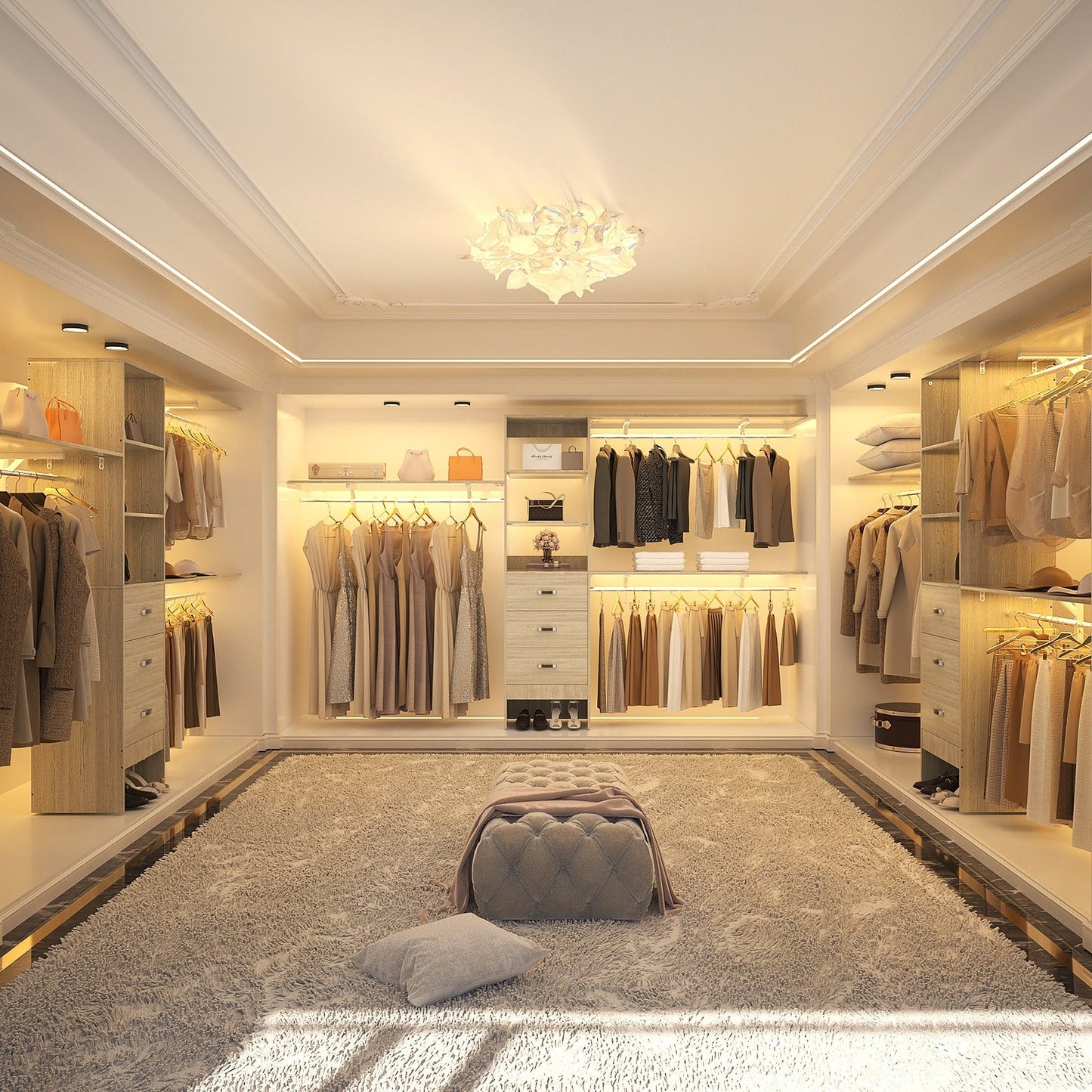 Rackcog Organiseur de placard réglable de 120 pouces avec tiroirs, système de placard avec étagères de bricolage pour placards et dressings