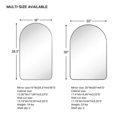 Armoire à pharmacie encastrée avec cadre TEHOME Aristes, miroir et étagères réglables