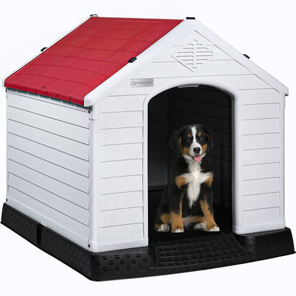Niche en plastique Bossin pour chiens de petite et grande taille, niche isolée pour l'intérieur et l'extérieur, abri pour chiots avec plancher surélevé