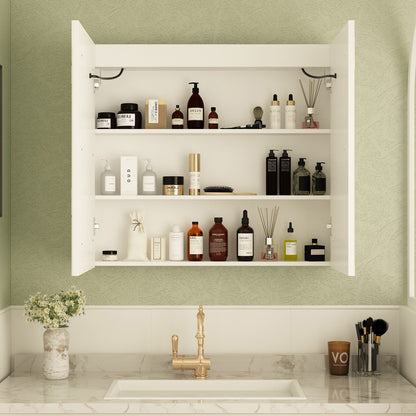 Armoire à pharmacie de salle de bain avec miroir LED antibuée 6 000 K, armoire murale blanche