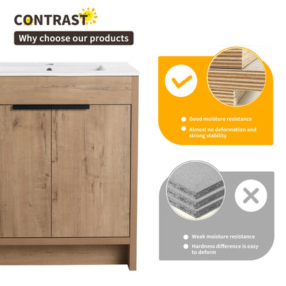 Beingnext Meuble-lavabo 24/30/36 avec porte à fermeture douce et étagère réglable