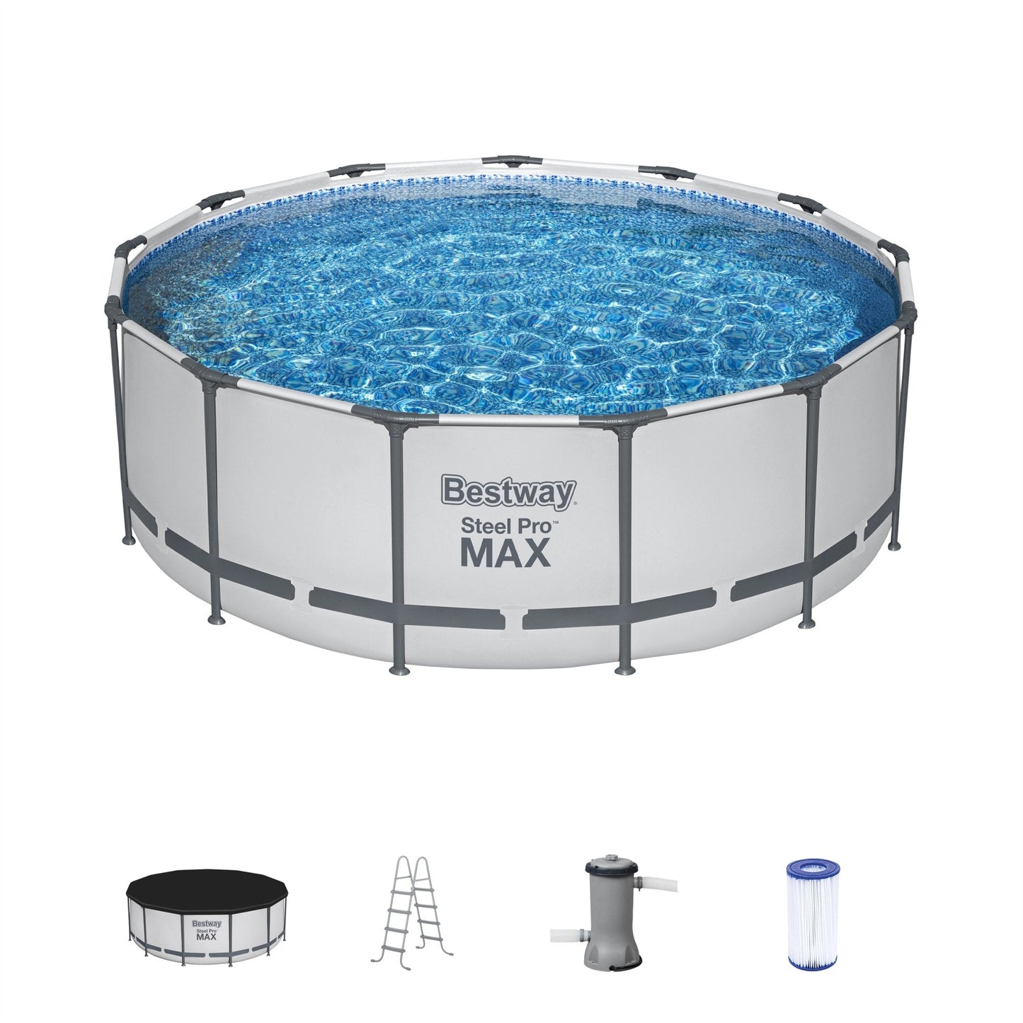 Piscine hors sol ronde Bestway Steel Pro MAX avec pompe et couverture