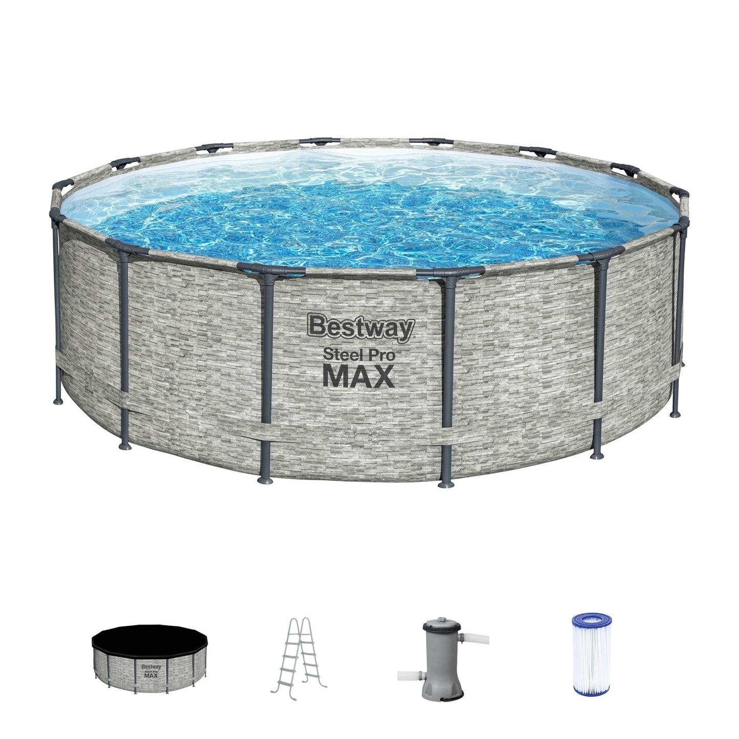 Piscine hors sol ronde Bestway Steel Pro MAX avec pompe et couverture