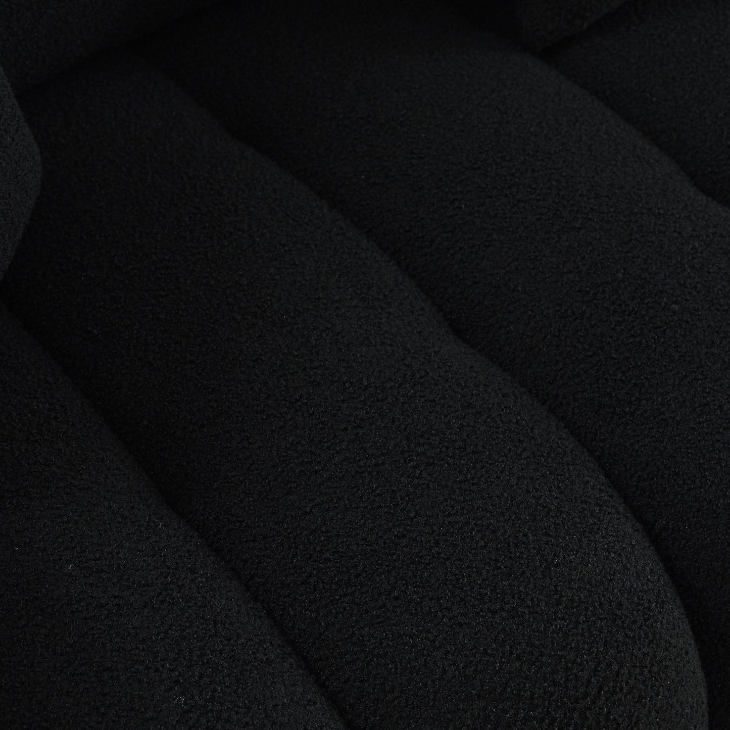 Canapé 3 places Teddy noir avec coussins de dossier et cadre en bois