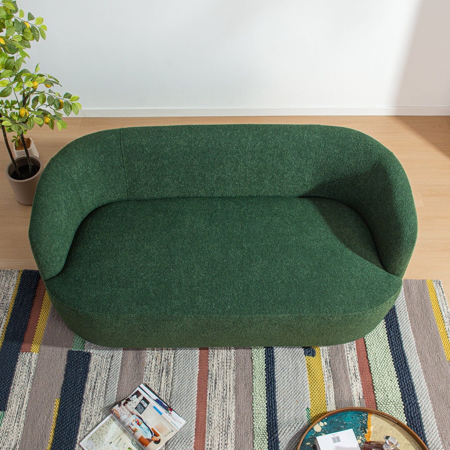 Causeuse 2 places rembourrée KINWELL Boucle avec oreillers