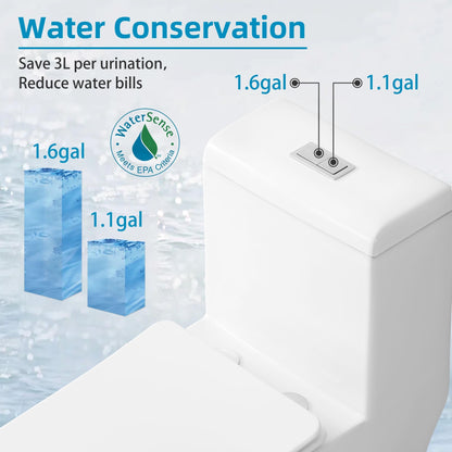 Toilette compacte monobloc CB HOME 24 po, siphon moderne à double chasse, siège à fermeture douce, hauteur confortable 16,5 po