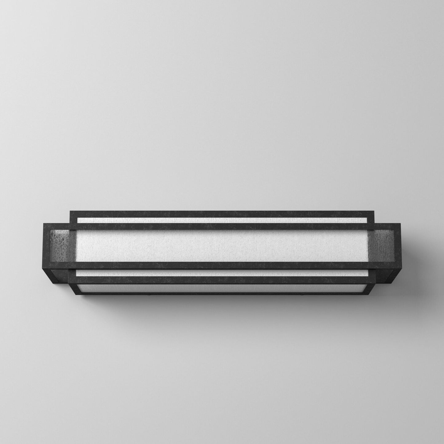 Barre de salle de bain carrée Lavery Camden, 3 lumières, en charbon de bois vieilli et verre grainé