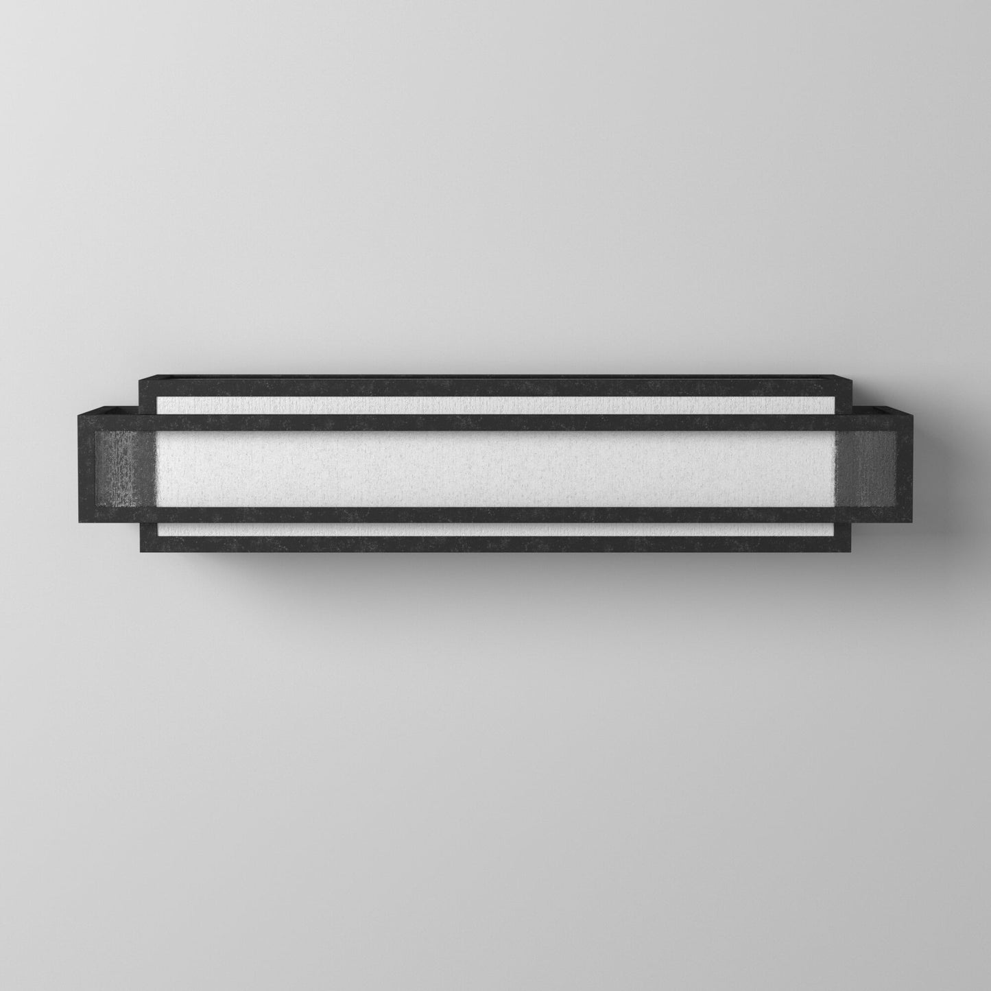 Barre de salle de bain carrée Lavery Camden, 3 lumières, en charbon de bois vieilli et verre grainé